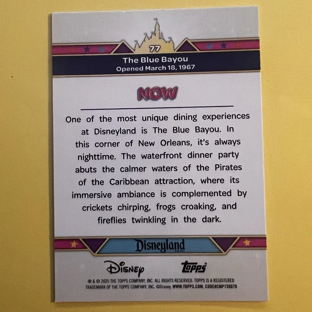 2025‎ Topps Disney 70th Anniversary The Blue Bayou Now & Then #77